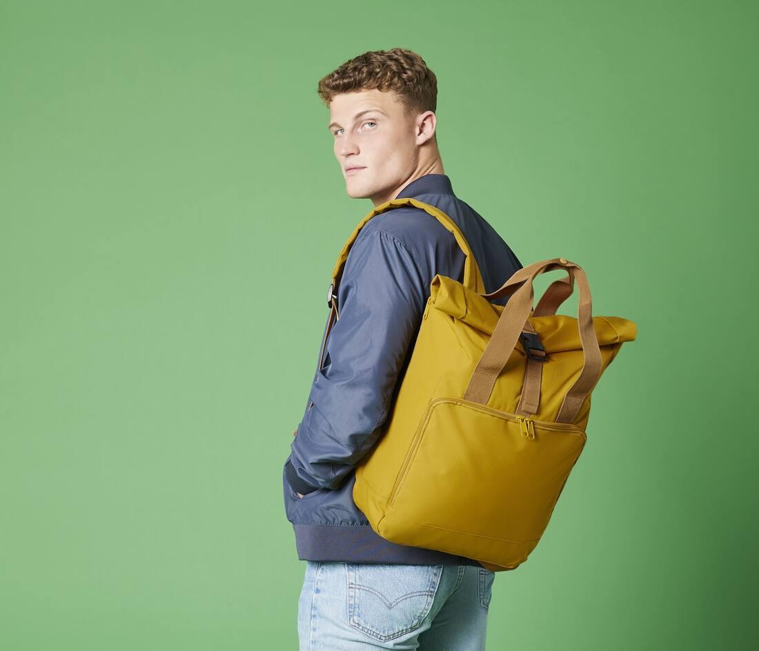 RECYCLED TWIN HANDLE ROLL-TOP LAPTOP BACKPACK