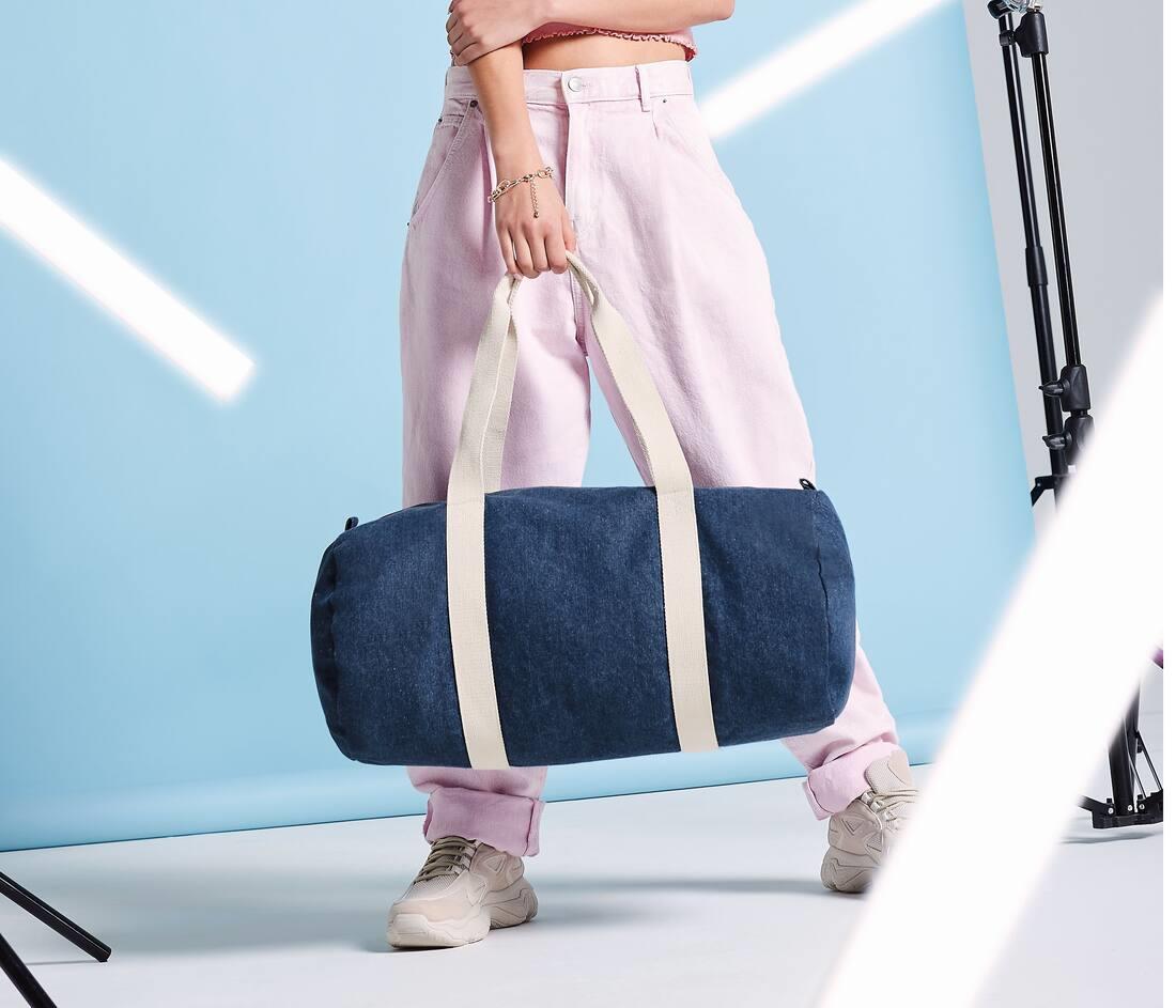 BAG BASE DENIM BARREL BAG bedrukken met eigen logo