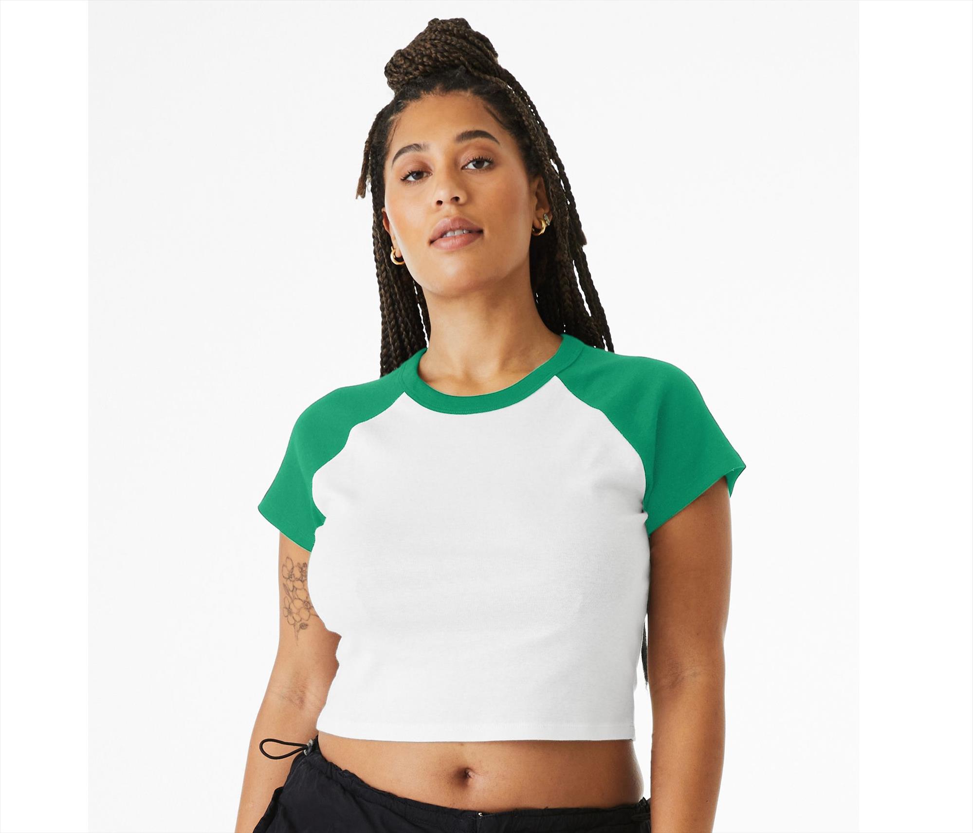 BELLA + CANVAS WOMEN'S MICRO RIB RAGLAN BABY TEE bedrukken met eigen logo