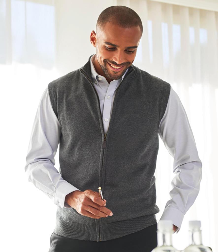 Brook Taverner Lincoln Knitted Zip Gilet bedrukken met eigen logo