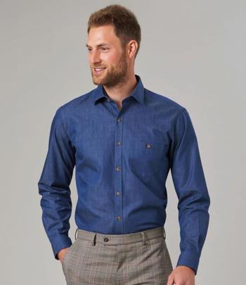 Jasper Long Sleeve Chambray Shirt Brook Taverner BK584
