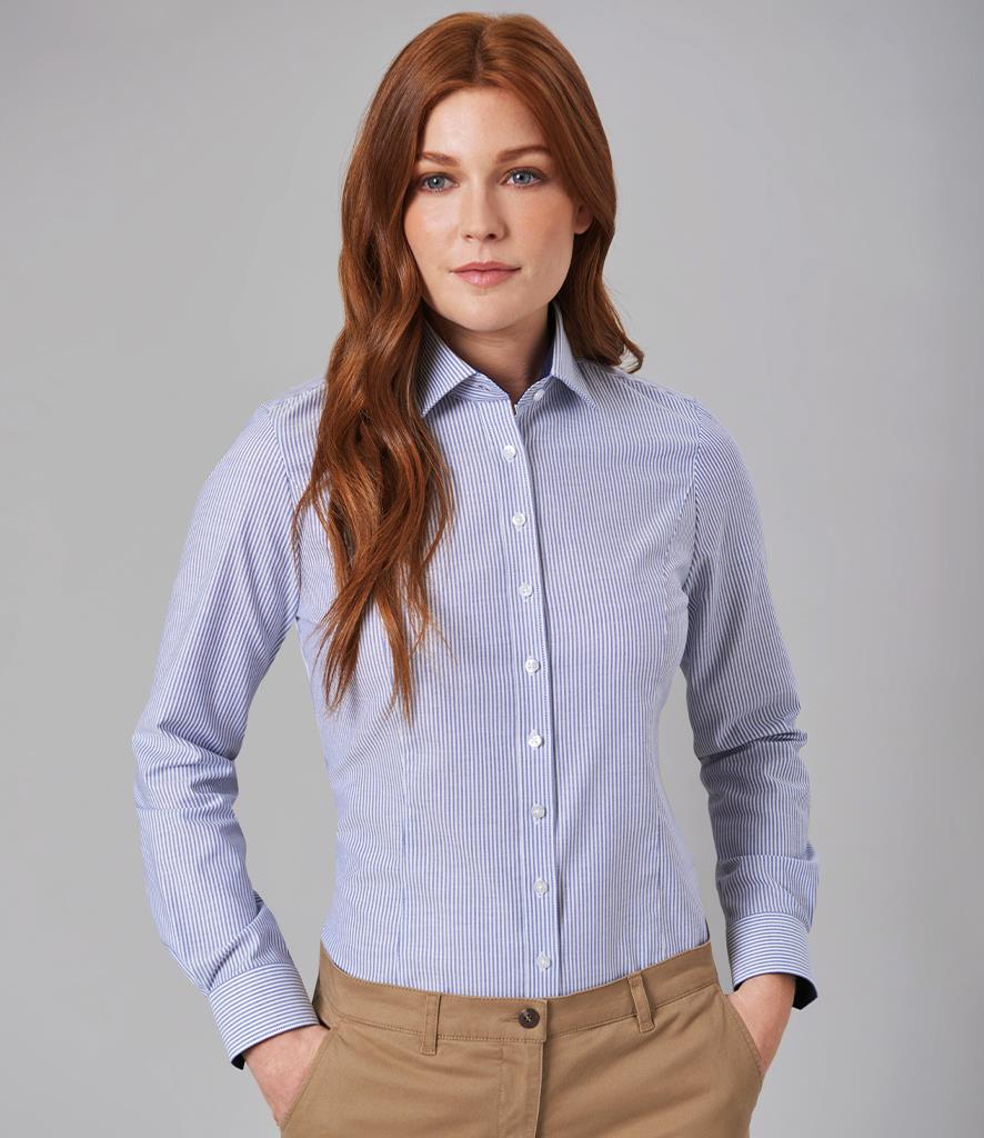 Brook Taverner Ladies Mirabel Long Sleeve Stretch Oxford Shirt bedrukken met eigen logo