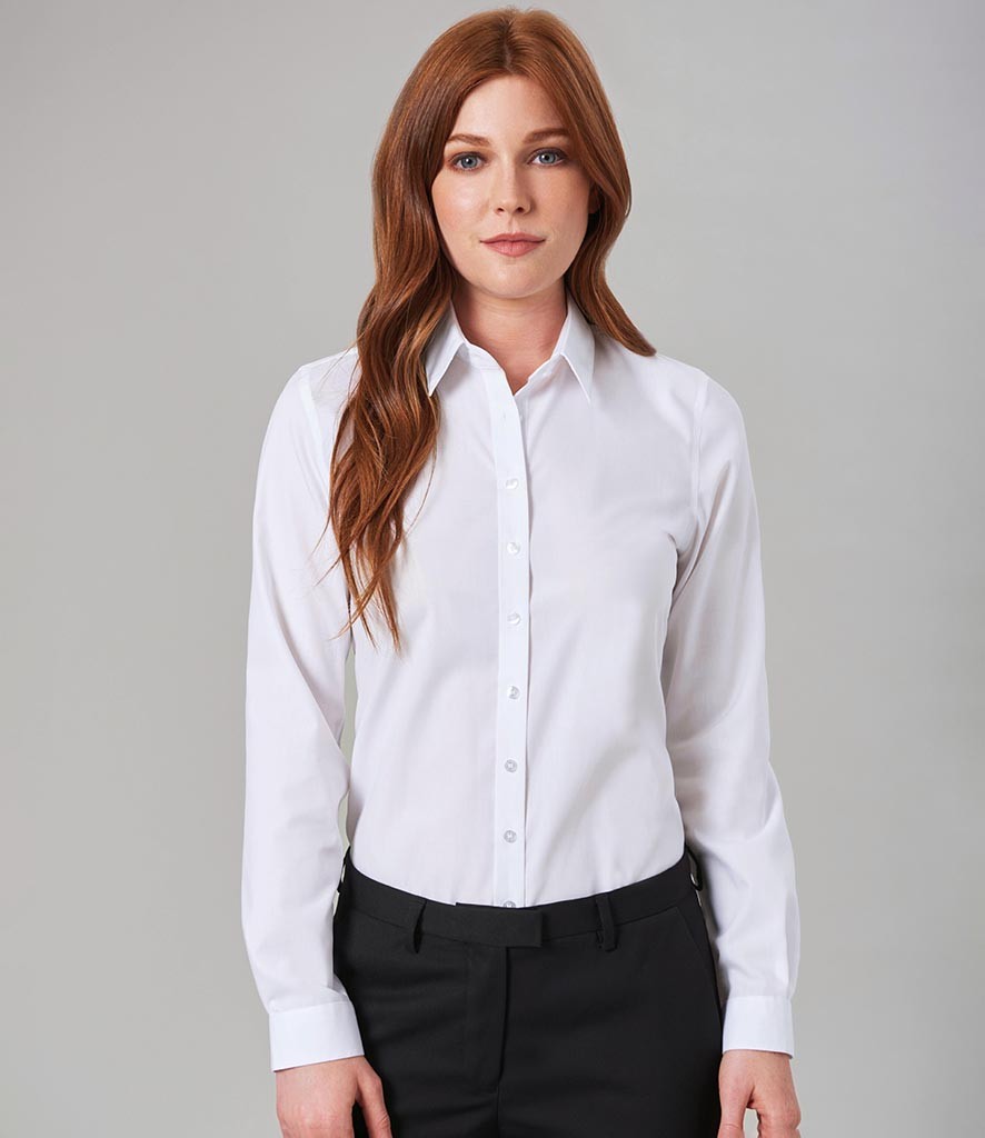 Brook Taverner Ladies Silvi Fitted Long Sleeve Blouse bedrukken met eigen logo