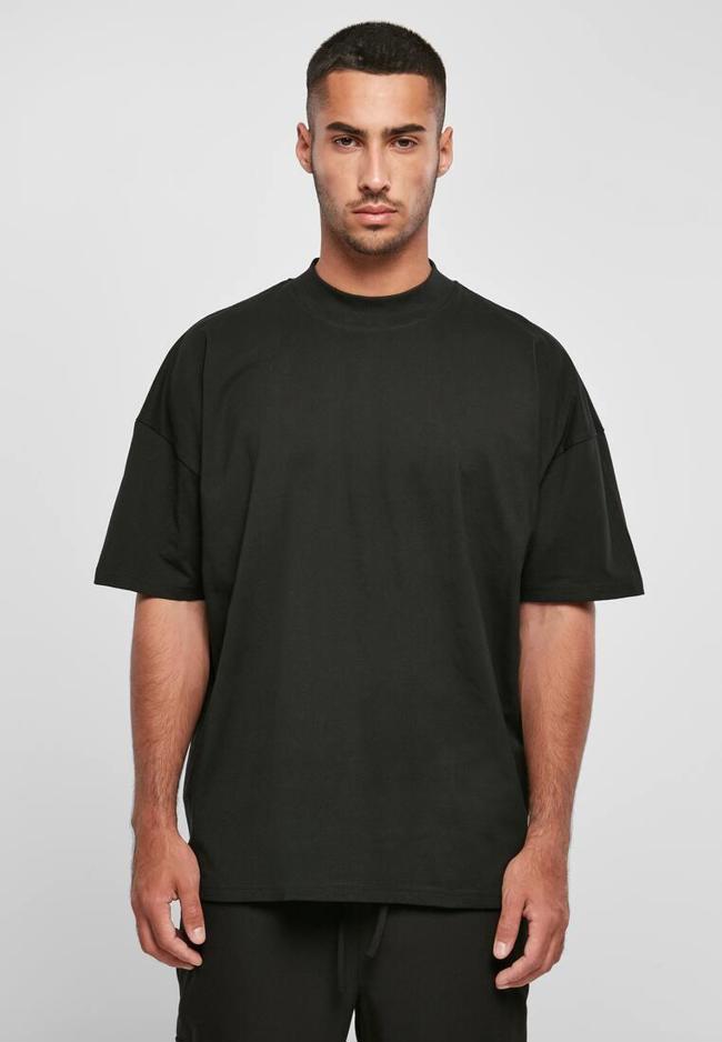 Build Your Brand Heren T-Shirt Oversized Mock Neck Tee Black S, zwart, S
