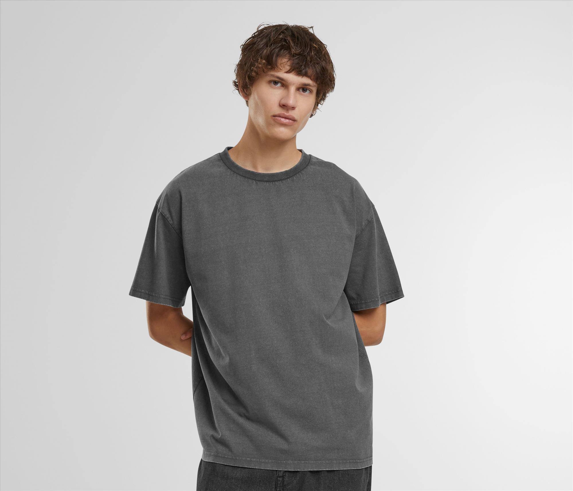 BUILD YOUR BRAND STONEWASH HEAVY LOOSE TEE bedrukken met eigen logo
