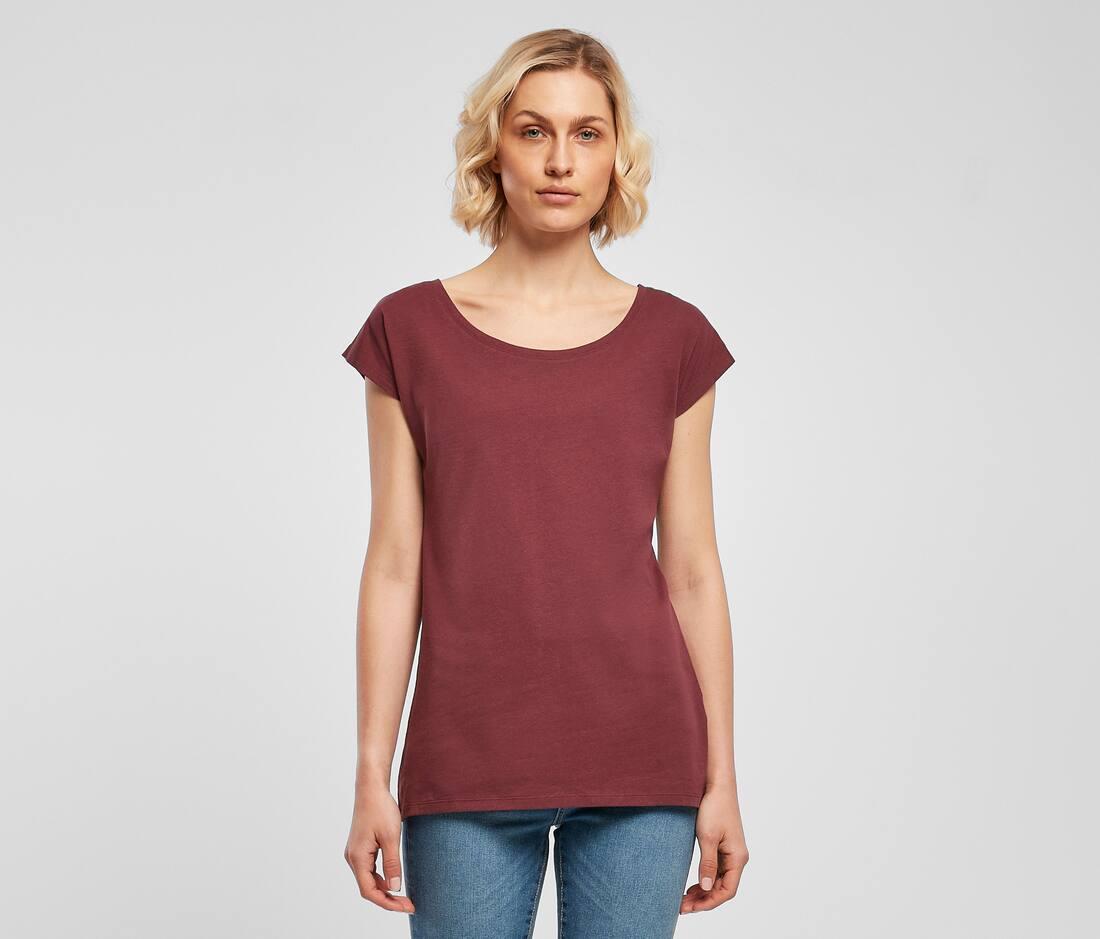 BUILD YOUR BRAND LADIES WIDE NECK TEE bedrukken met eigen logo