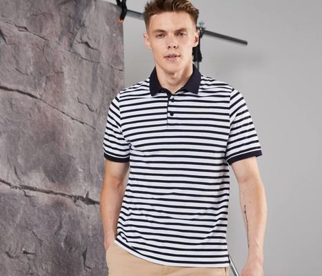 STRIPED JERSEY POLO SHIRT FRONT ROW FR230
