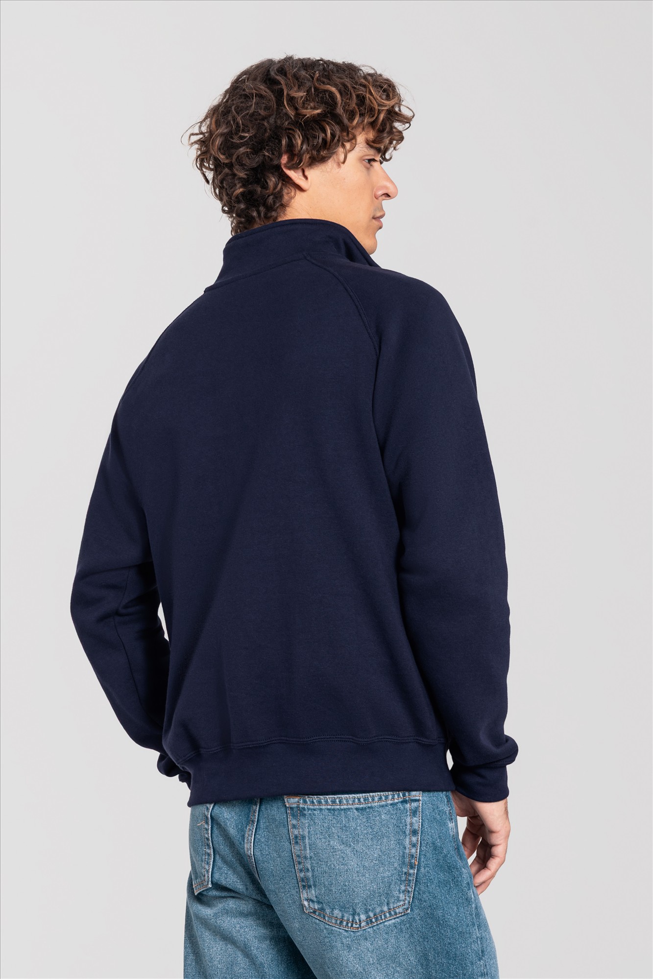 Fruit Of The Loom Men's Zip Neck Sweatshirt - Premium 70/30 Blend, Black, Size Medium