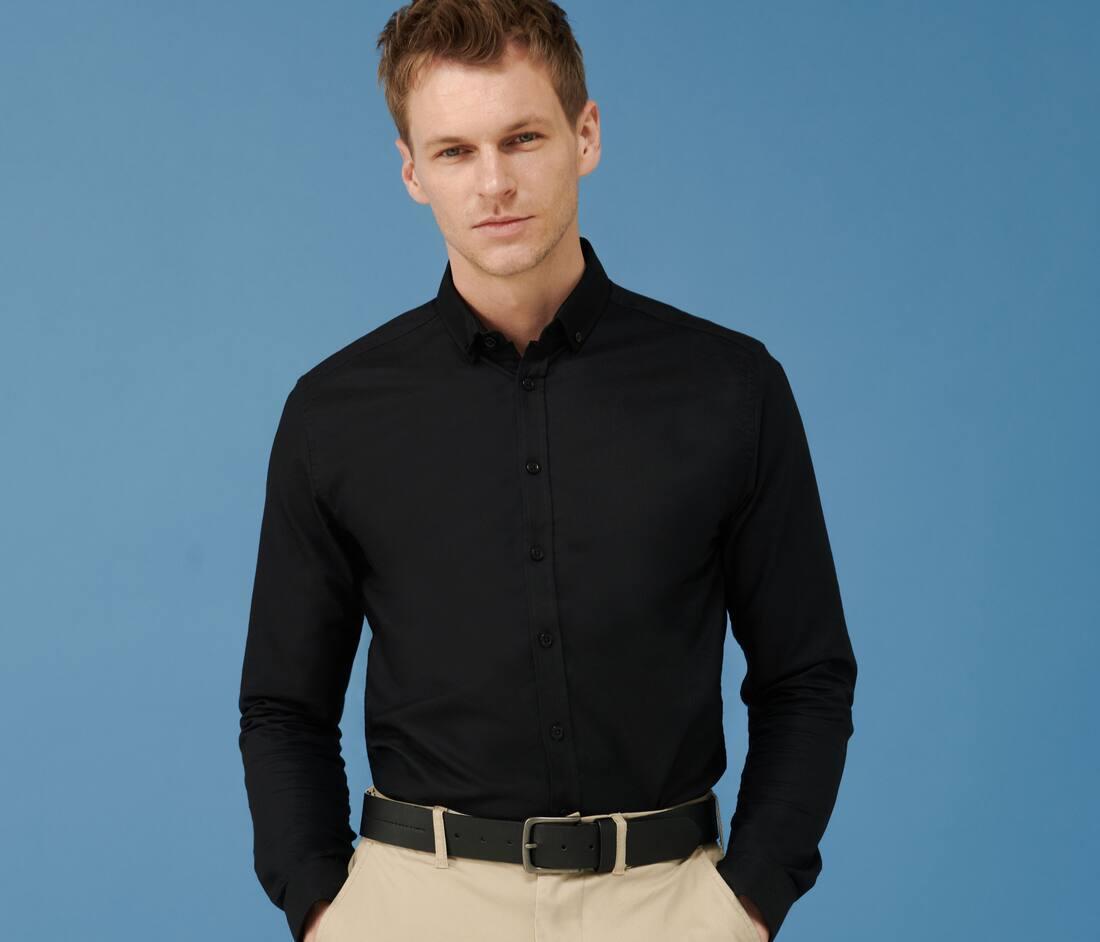 HENBURY MODERN OXFORD LONG SLEEVED SHIRT - SLIM FIT bedrukken met eigen logo