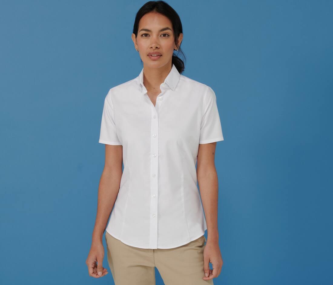 HENBURY LADIES’ MODERN S/S OXFORD SHIRT – REGULAR FIT bedrukken met eigen logo