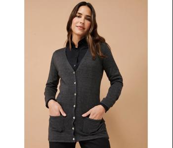 LADIES V BUTTON CARDIGAN HENBURY HY723