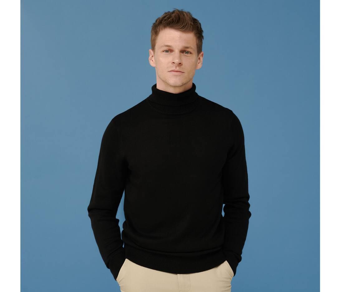Felpa Uomo Henbury A Collo Alto Con Zip – Manica Lunga, 96% Cotone 4% Elastan, Vestibilità Comfort, Colore Blu Scuro