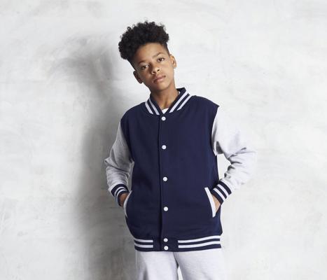 KIDS VARSITY JACKET JUST HOODS JH043J