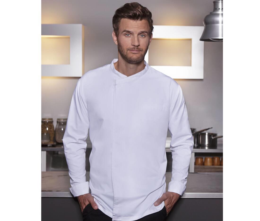 KARLOWSKY LONG-SLEEVE THROW-OVER CHEF SHIRT BASIC bedrukken met eigen logo
