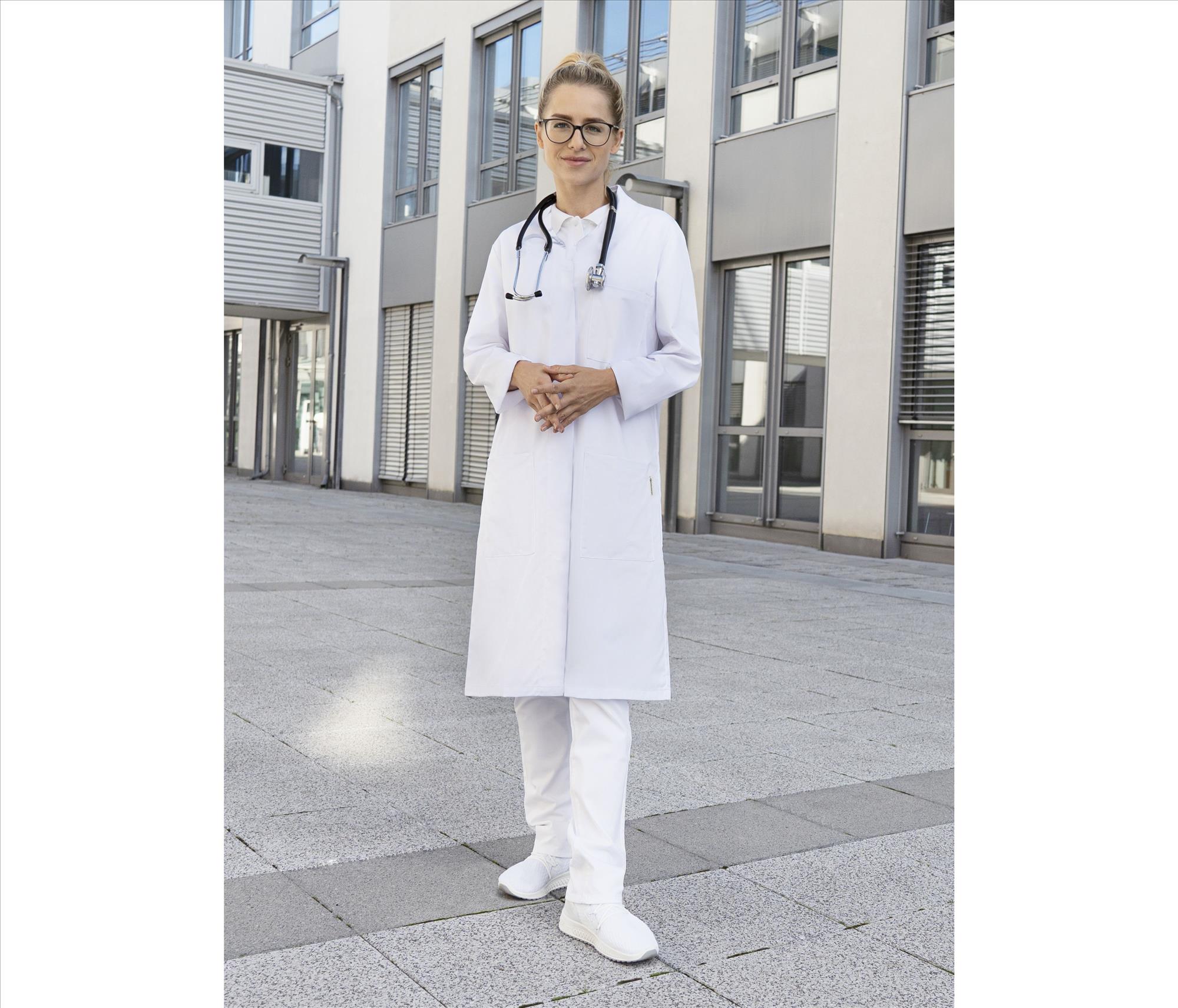 KARLOWSKY WOMEN'S WORK BASIC COAT bedrukken met eigen logo