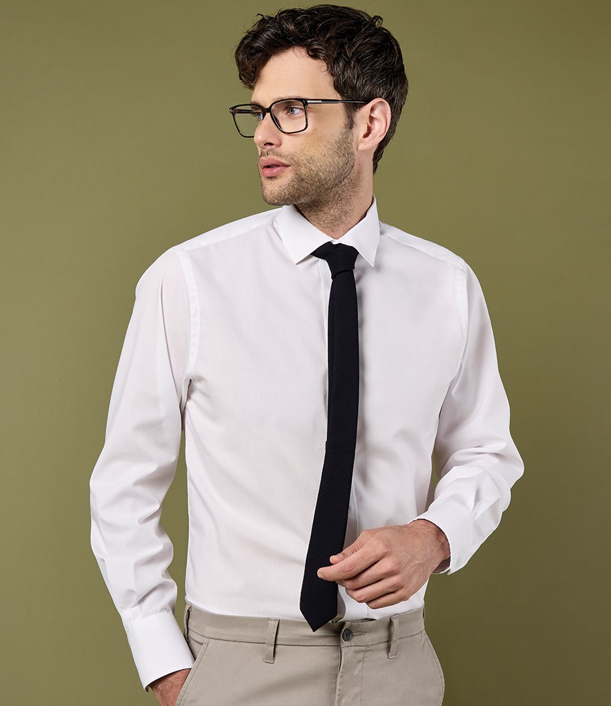 Kustom Kit Long Sleeve Tailored Business Shirt bedrukken met eigen logo
