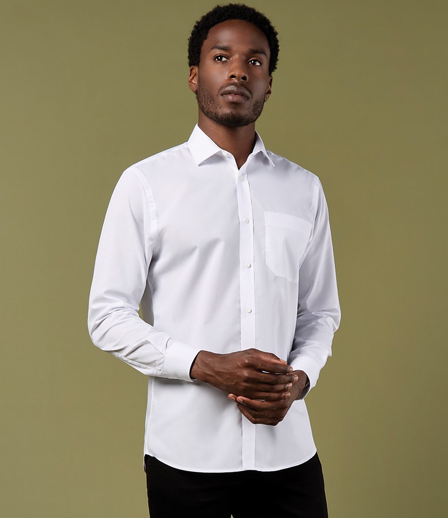 Kustom Kit Long Sleeve Tailored Poplin Shirt bedrukken met eigen logo