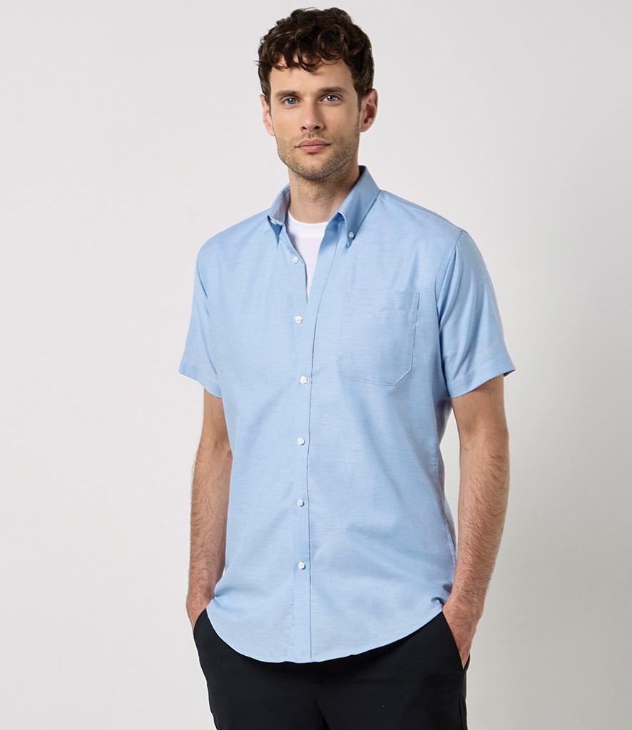 Kustom Kit Short Sleeve Slim Fit Oxford Shirt bedrukken met eigen logo