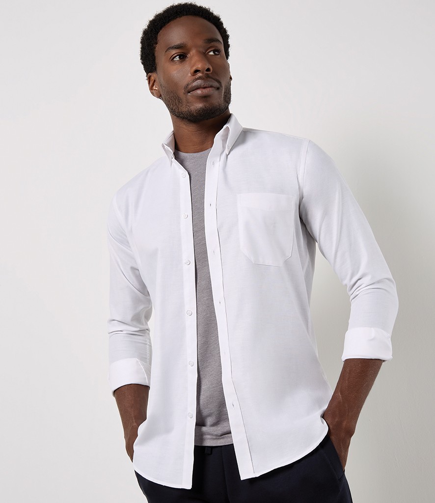 Kustom Kit Long Sleeve Slim Fit Workwear Oxford Shirt bedrukken met eigen logo