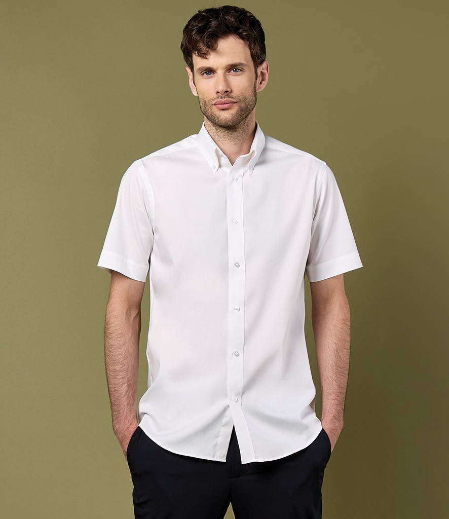 Kustom Kit Premium Short Sleeve Tailored Oxford Shirt bedrukken met eigen logo