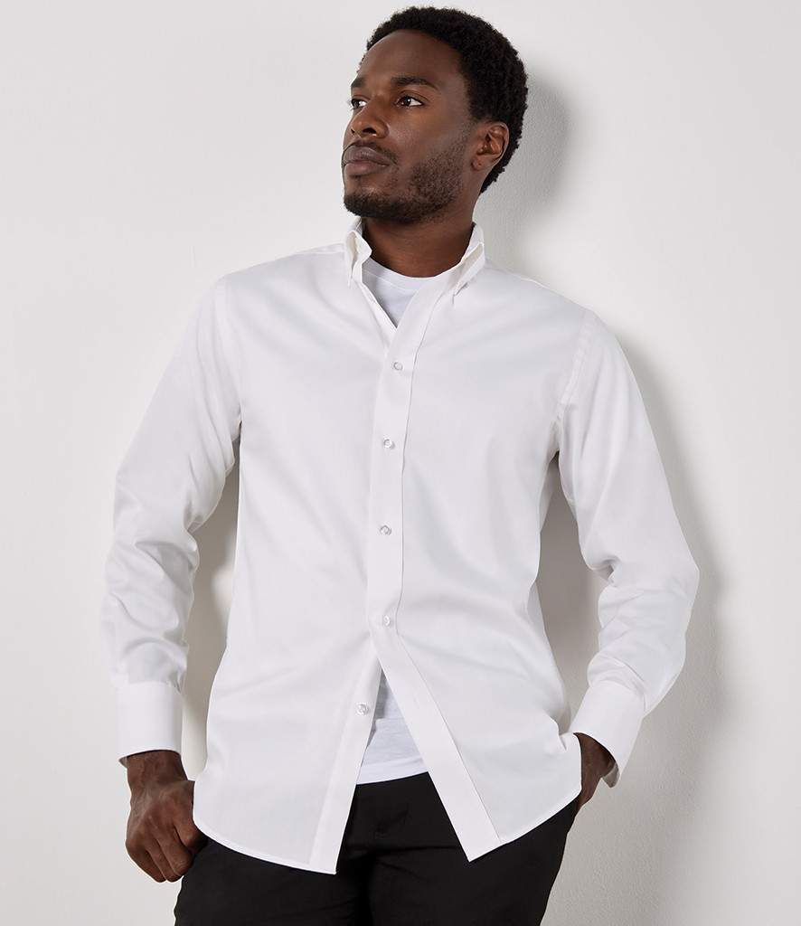 Kustom Kit Premium Long Sleeve Tailored Oxford Shirt bedrukken met eigen logo