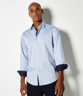 Premium Long Sleeve Contrast Tailored Oxford Shirt Kustom Kit K190