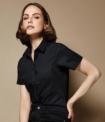 Ladies Short Sleeve Tailored Poplin Shirt Kustom Kit K241