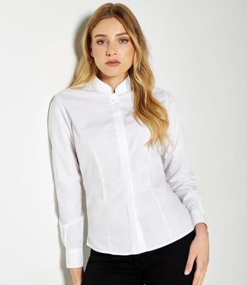 Ladies Long Sleeve Tailored Mandarin Collar Shirt Kustom Kit K261