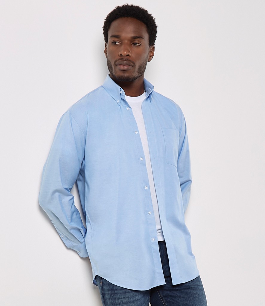 Kustom Kit Long Sleeve Classic Fit Workwear Oxford Shirt bedrukken met eigen logo