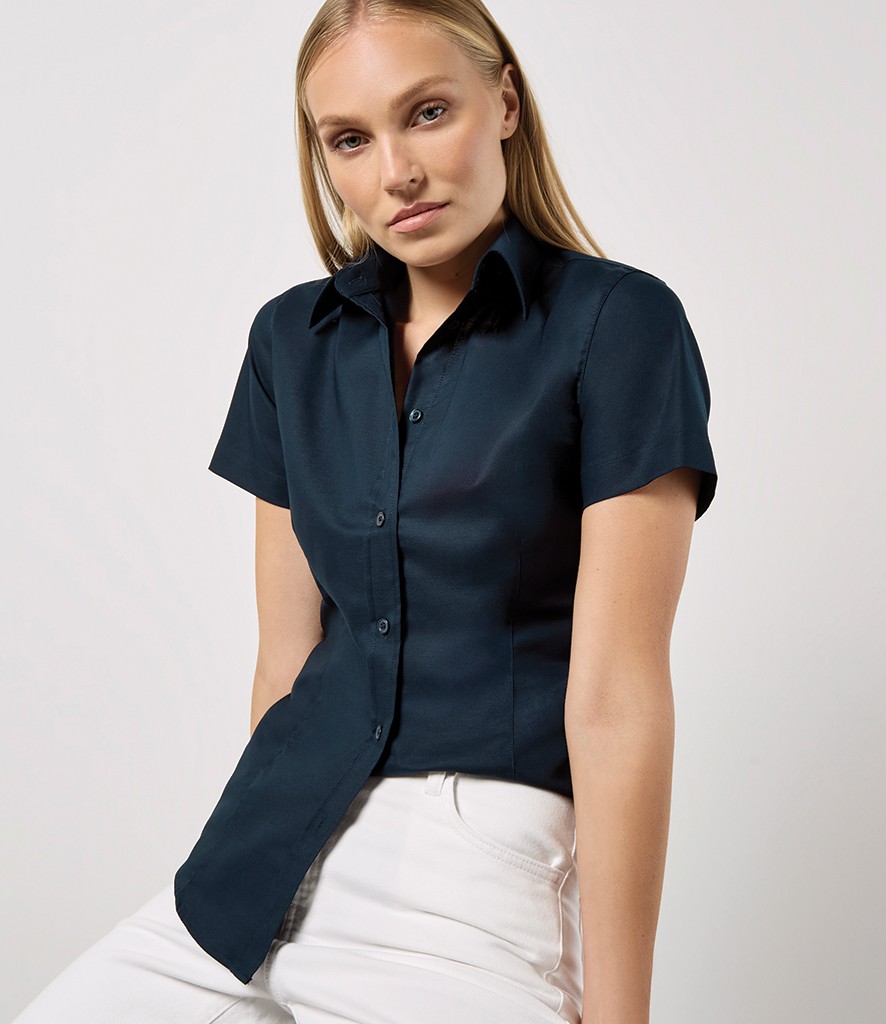 Kustom Kit Ladies Short Sleeve Tailored Workwear Oxford Shirt bedrukken met eigen logo