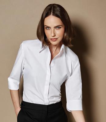 Ladies 3/4 Sleeve Tailored Continental Shirt Kustom Kit K715