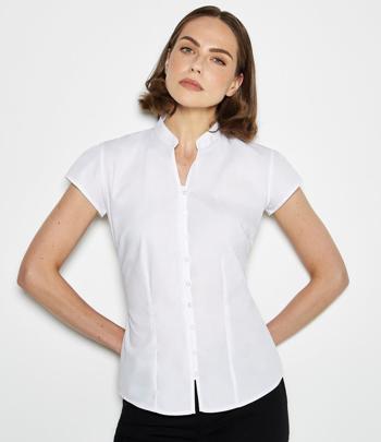 Ladies Cap Sleeve V Neck Tailored Continental Blouse Kustom Kit K727
