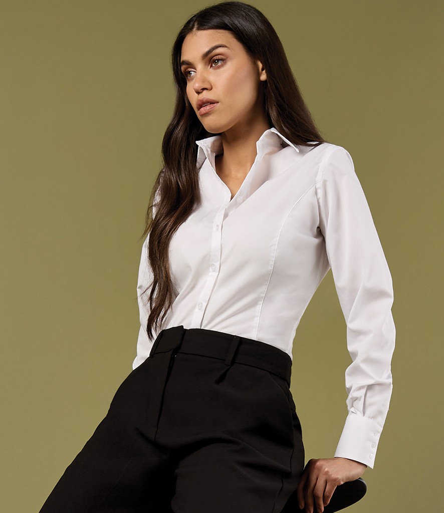 Kustom Kit Ladies Long Sleeve Tailored Business Shirt bedrukken met eigen logo