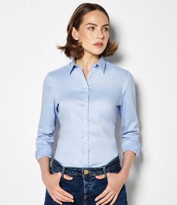 Ladies Long Sleeve Tailored Stretch Oxford Shirt Kustom Kit K782