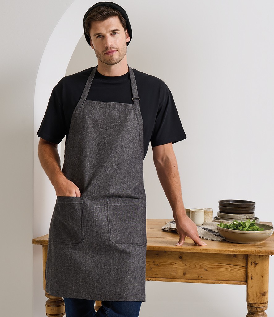 Premier Fairtrade Organic Cotton Denim Bib Apron bedrukken met eigen logo