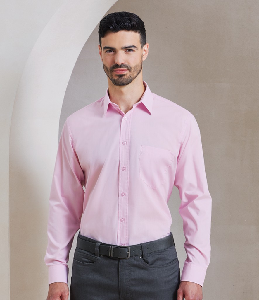 Premier Long Sleeve Poplin Shirt bedrukken met eigen logo