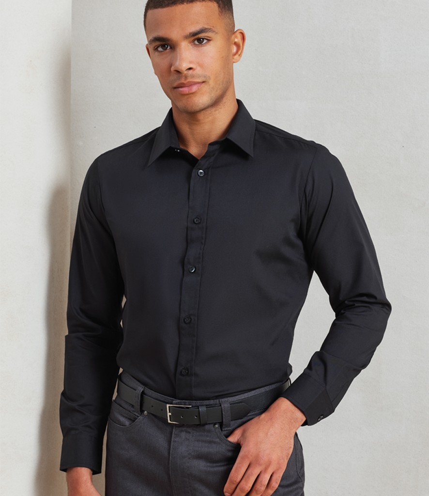 Premier Long Sleeve Fitted Poplin Shirt bedrukken met eigen logo