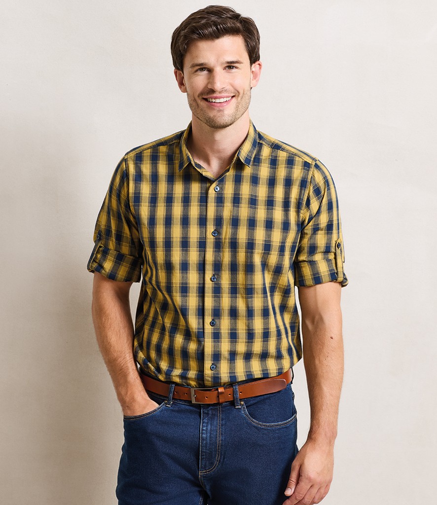 Premier Mulligan Check Long Sleeve Shirt bedrukken met eigen logo