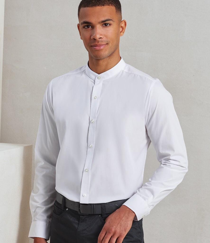 Premier Long Sleeve Grandad Shirt bedrukken met eigen logo
