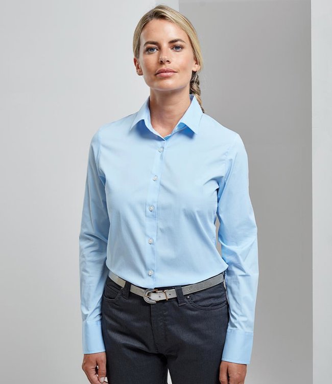 Ladies Long Sleeve Stretch Fit Poplin Shirt Premier PR344