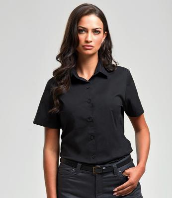 Ladies Short Sleeve Stretch Fit Poplin Shirt Premier PR346