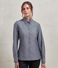 Ladies Organic Fairtrade Long Sleeve Chambray Shirt Premier PR347