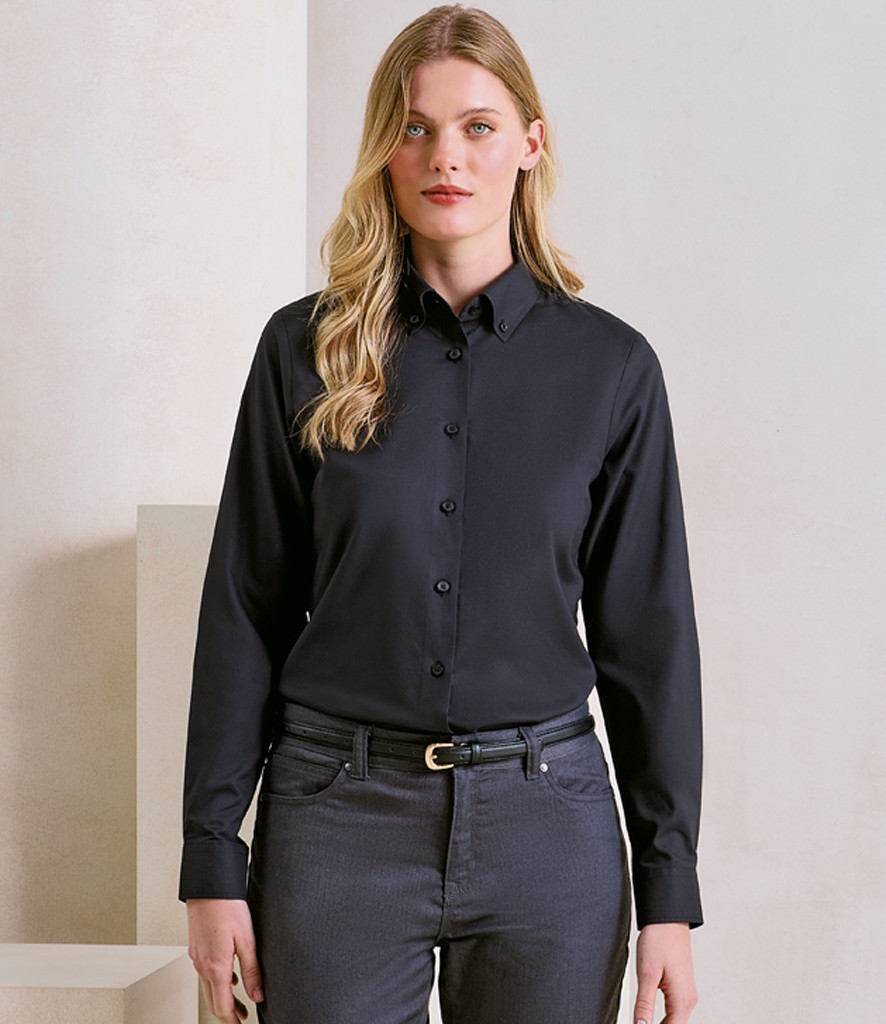 Premier Ladies Supreme Long Sleeve Oxford Shirt bedrukken met eigen logo