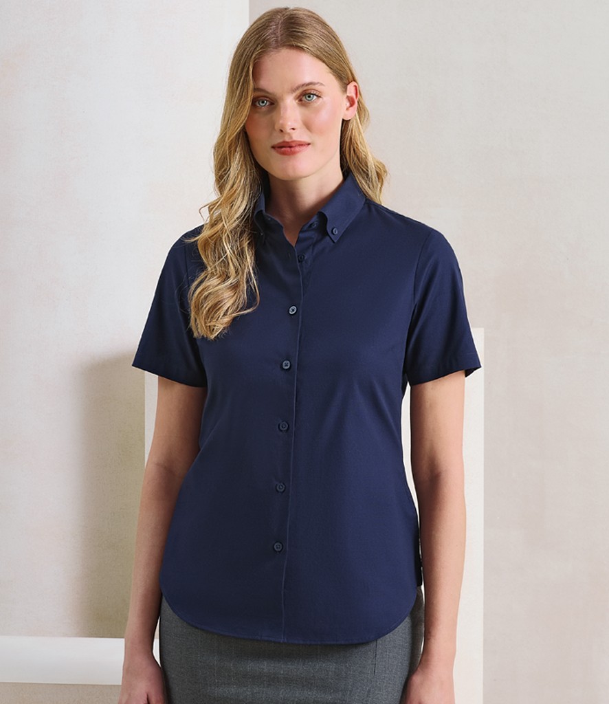 Premier Ladies Supreme Short Sleeve Oxford Shirt bedrukken met eigen logo