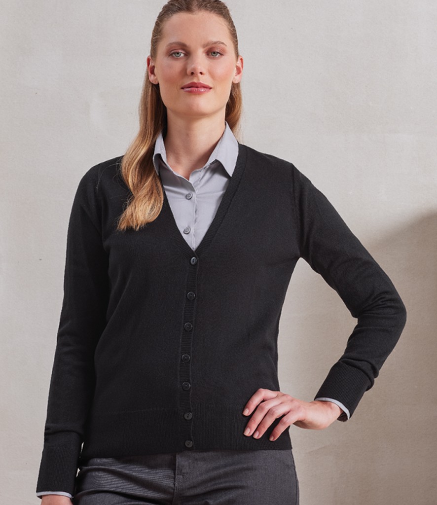 Premier Ladies Essential Acrylic V Neck Cardigan bedrukken met eigen logo
