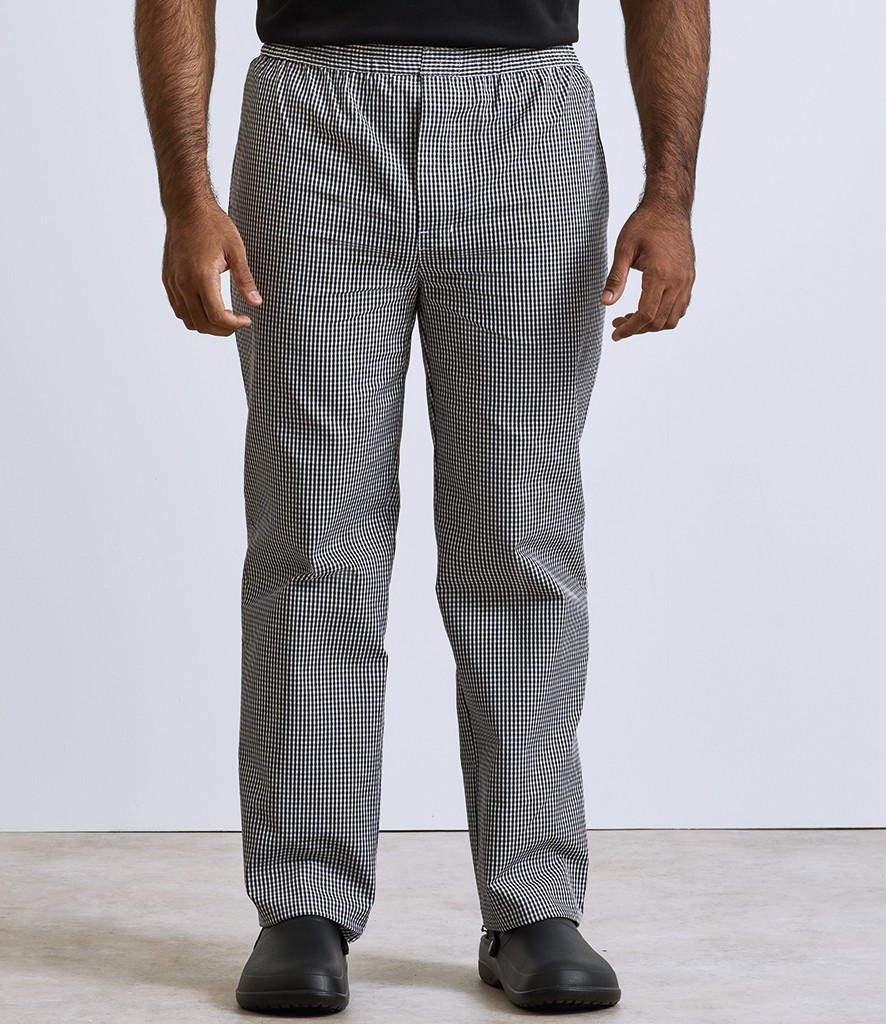 Premier Pull On Chef's Check Trousers bedrukken met eigen logo