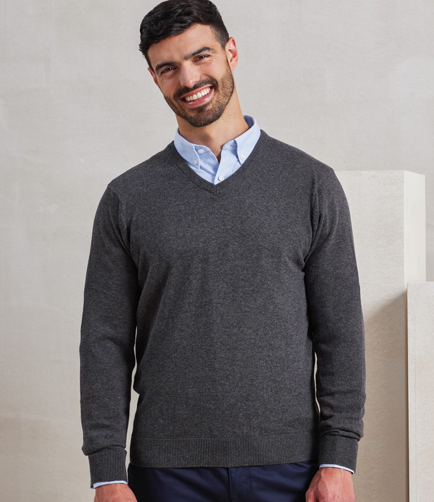 Premier Knitted Cotton Acrylic V Neck Sweater bedrukken met eigen logo