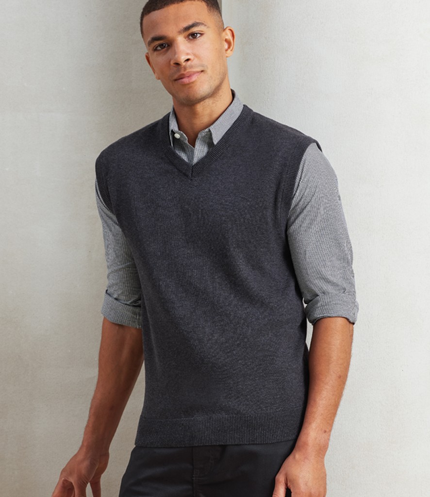 Premier Sleeveless Cotton Acrylic V Neck Sweater bedrukken met eigen logo
