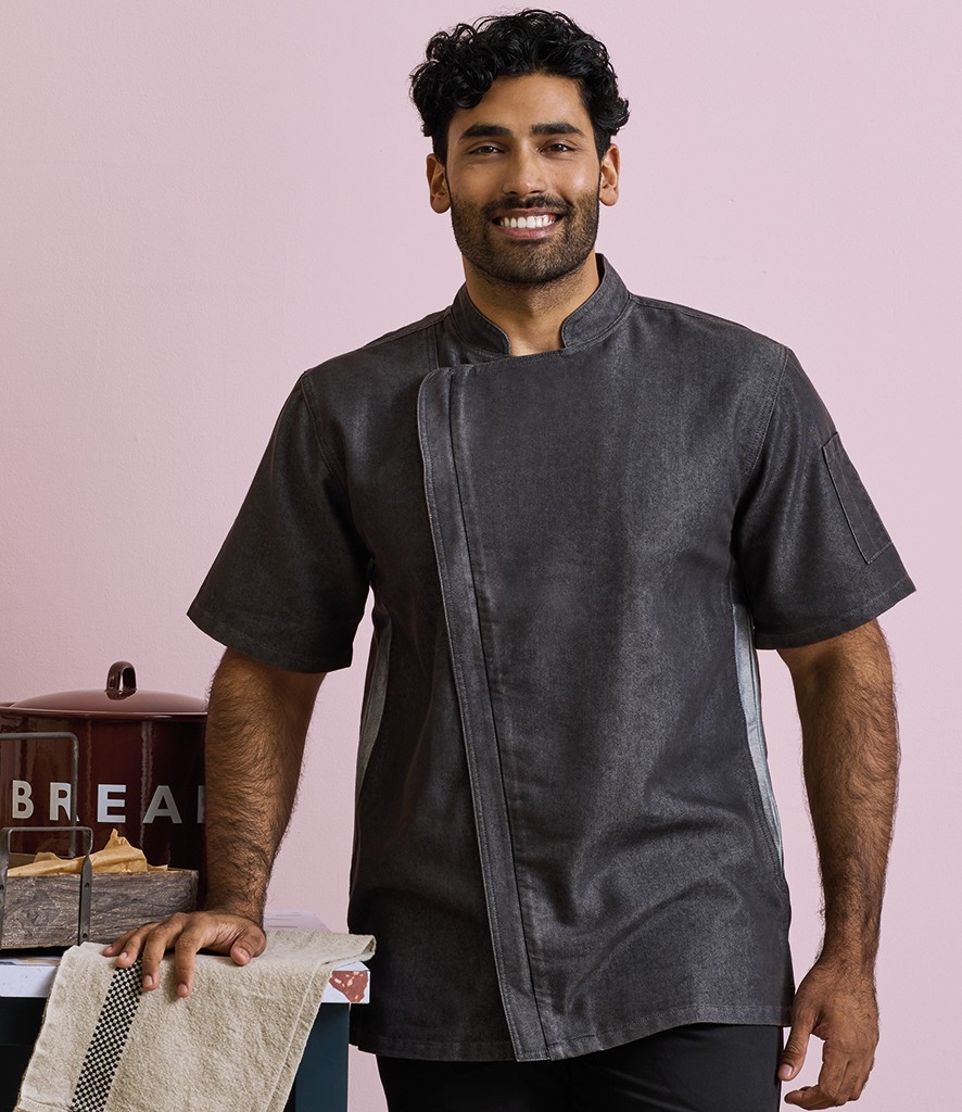 Premier Short Sleeve Zipped Chef's Jacket bedrukken met eigen logo