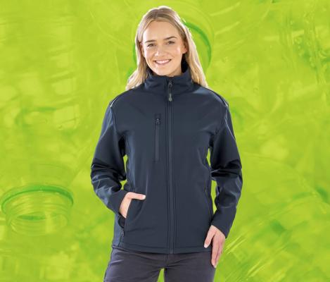 WOMENS RECYCLED 3-LAYER PRINTABLE SOFTSHELL JACKET RESULT RS900F